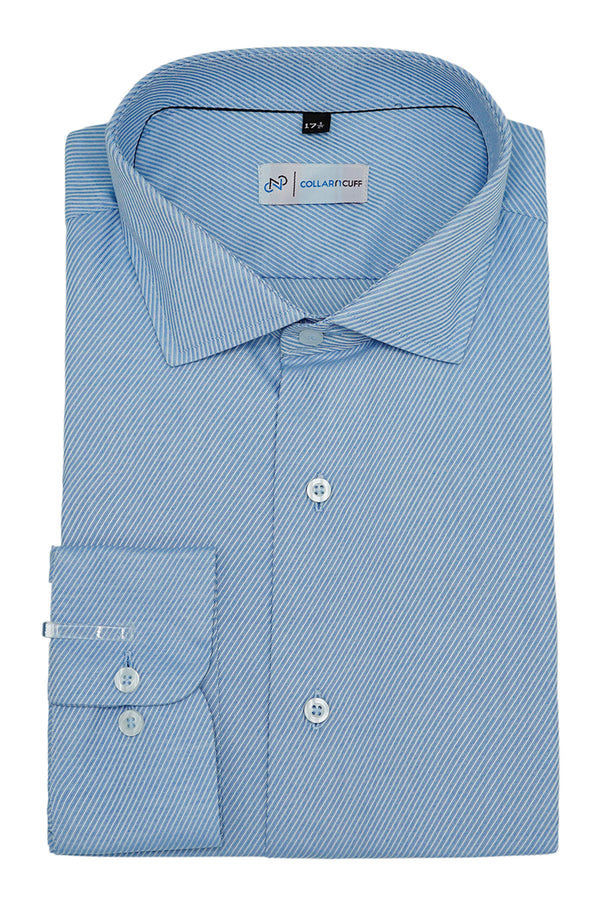 Blue Broad Twill Designer Cotton Shirt