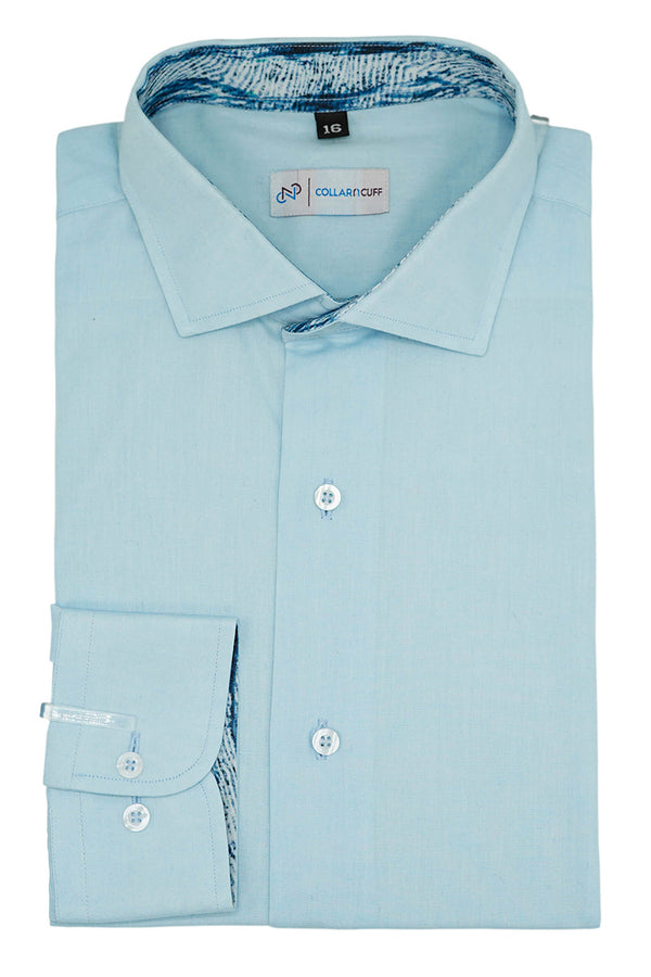 Sky Blue Plain Designer Cotton Shirt