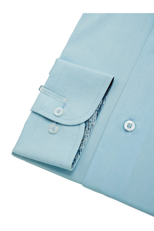 Sky Blue Plain Designer Cotton Shirt