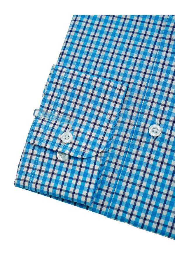 Blue Light & Dark Check Cotton Shirt