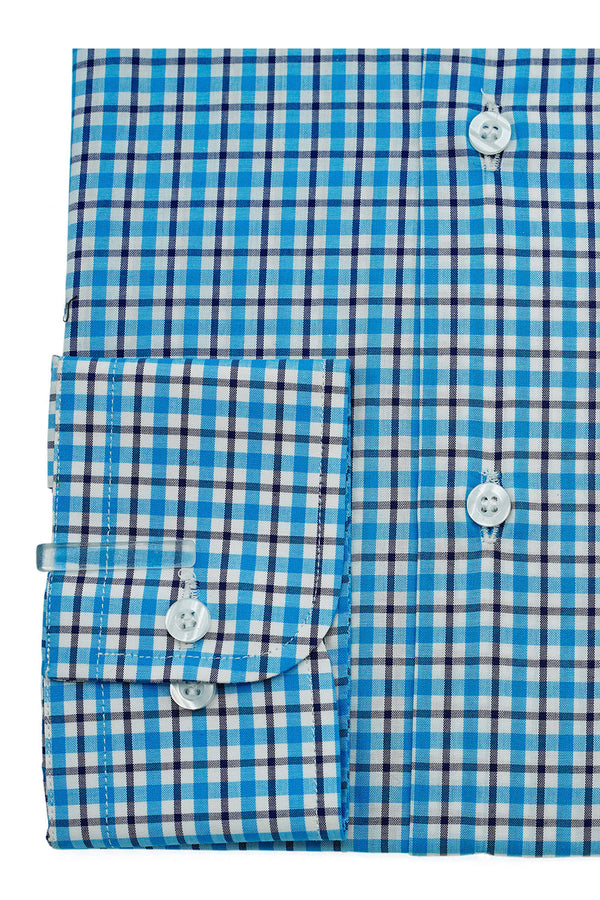 Blue Light & Dark Check Cotton Shirt