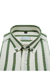 Green & White Broad Stripes Cotton Linen Shirt
