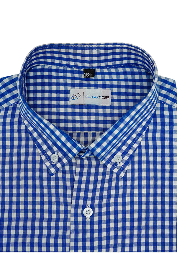 Blue With White Checked Cotton Shirt