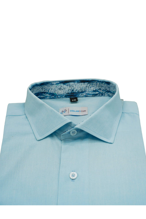 Sky Blue Plain Designer Cotton Shirt