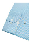 Blue Self Dotted Stripes Designer Cotton Shirt