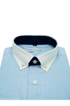 Blue Self Dotted Stripes Designer Cotton Shirt