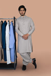 Light Grey Wash And Wear Designer Shalwar Kameez