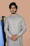 Light Grey Wash And Wear Designer Shalwar Kameez