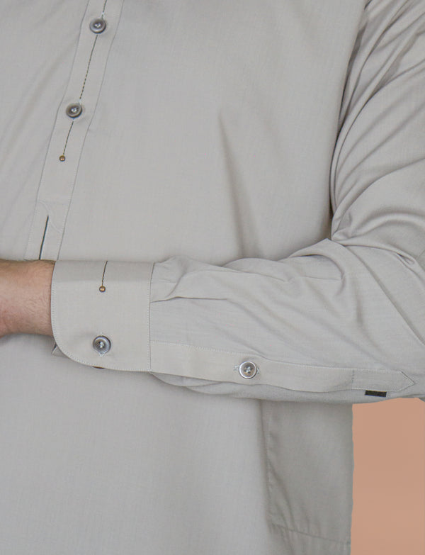 Light Grey Wash And Wear Designer Shalwar Kameez