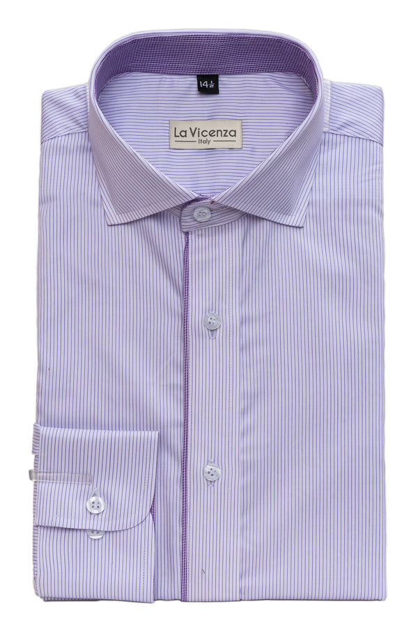 Purple Pinstripe Designer Cotton Shirt