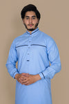 Sky Blue Light Wash And Wear Designer Shalwar Kameez