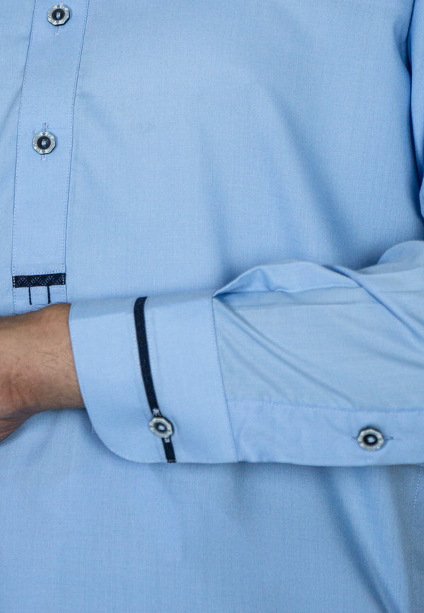 Sky Blue Light Wash And Wear Designer Shalwar Kameez