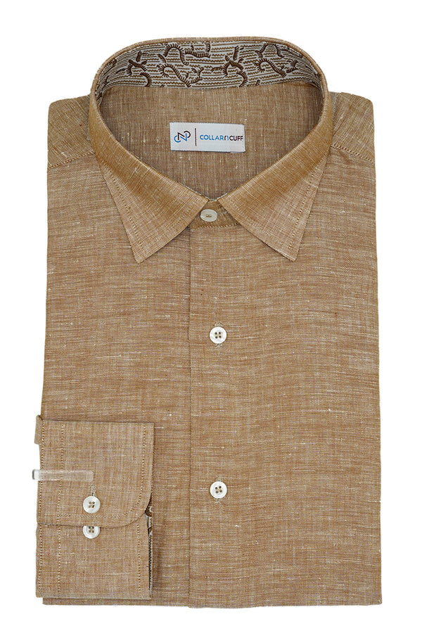 Brown Designer Cotton Linen Shirt