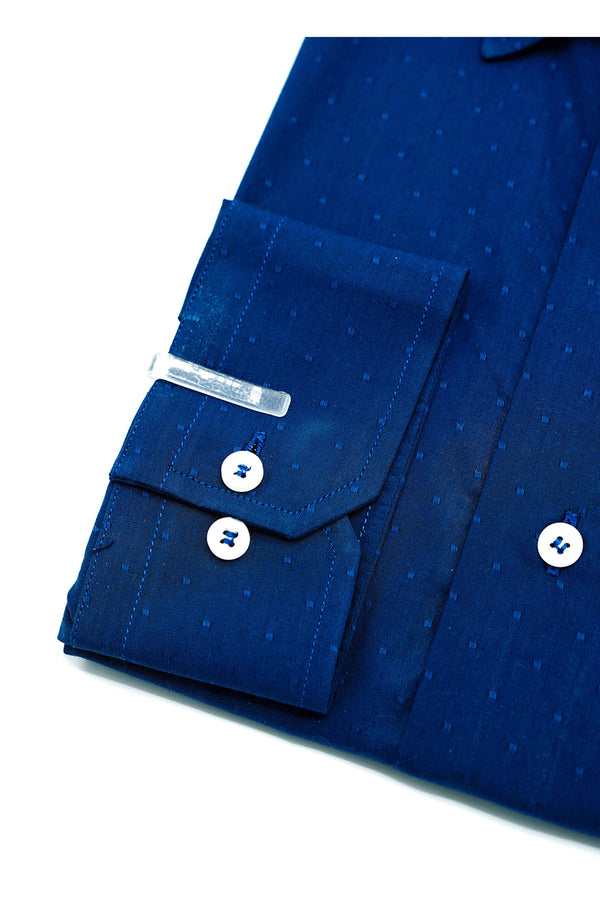 Electric Blue Dotted Designer Cotton Shirt