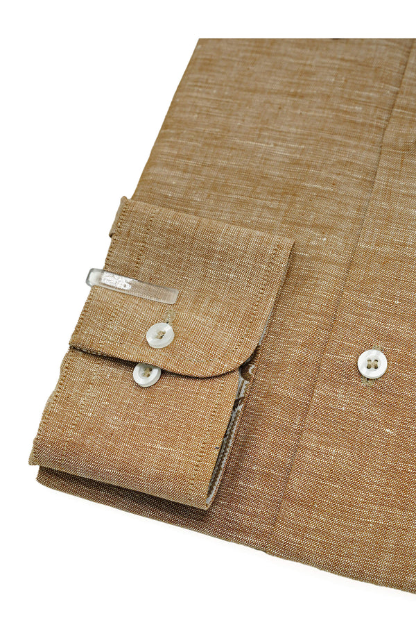 Brown Designer Cotton Linen Shirt