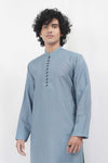 Textured Blue Wash And Wear Designer Kurta With White Pajama