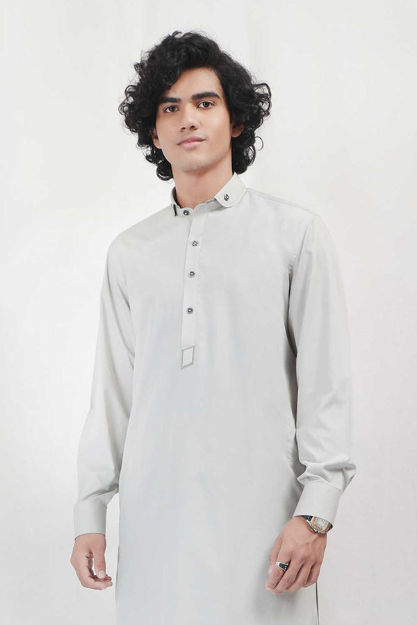 Greyish Beige Designer Wash & Wear Shalwar Kameez