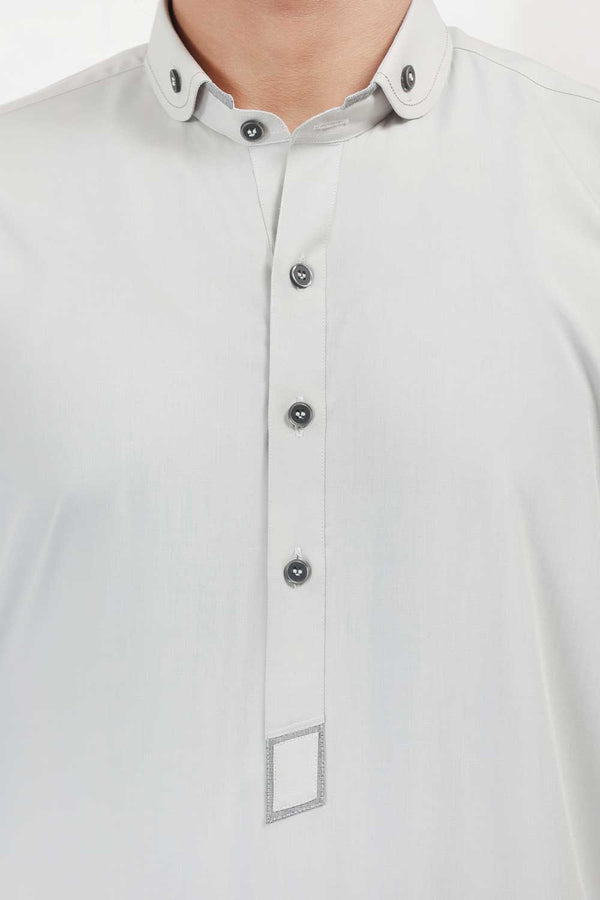 Greyish Beige Designer Wash & Wear Shalwar Kameez