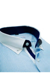 Blue Self Dotted Stripes Designer Cotton Shirt