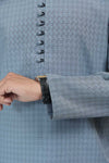Textured Blue Wash And Wear Designer Kurta With White Pajama