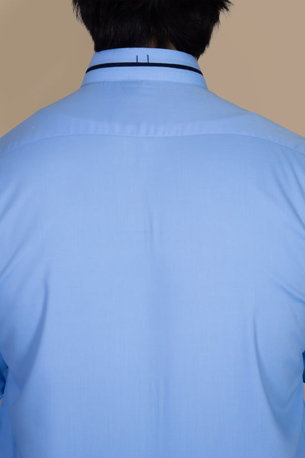 Sky Blue Light Wash And Wear Designer Shalwar Kameez