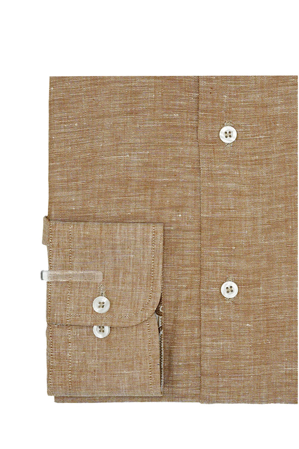 Brown Designer Cotton Linen Shirt